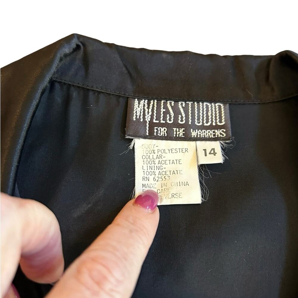 Rare Vintage Myles Studio For The Warrens Classic Elegant Black Dress-Size 14 - Picture 15 of 16
